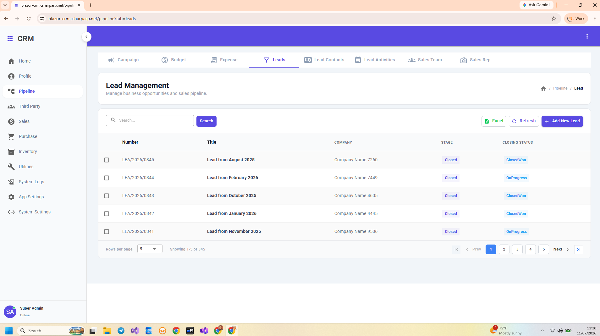 Blazor CRM Deal Tracking