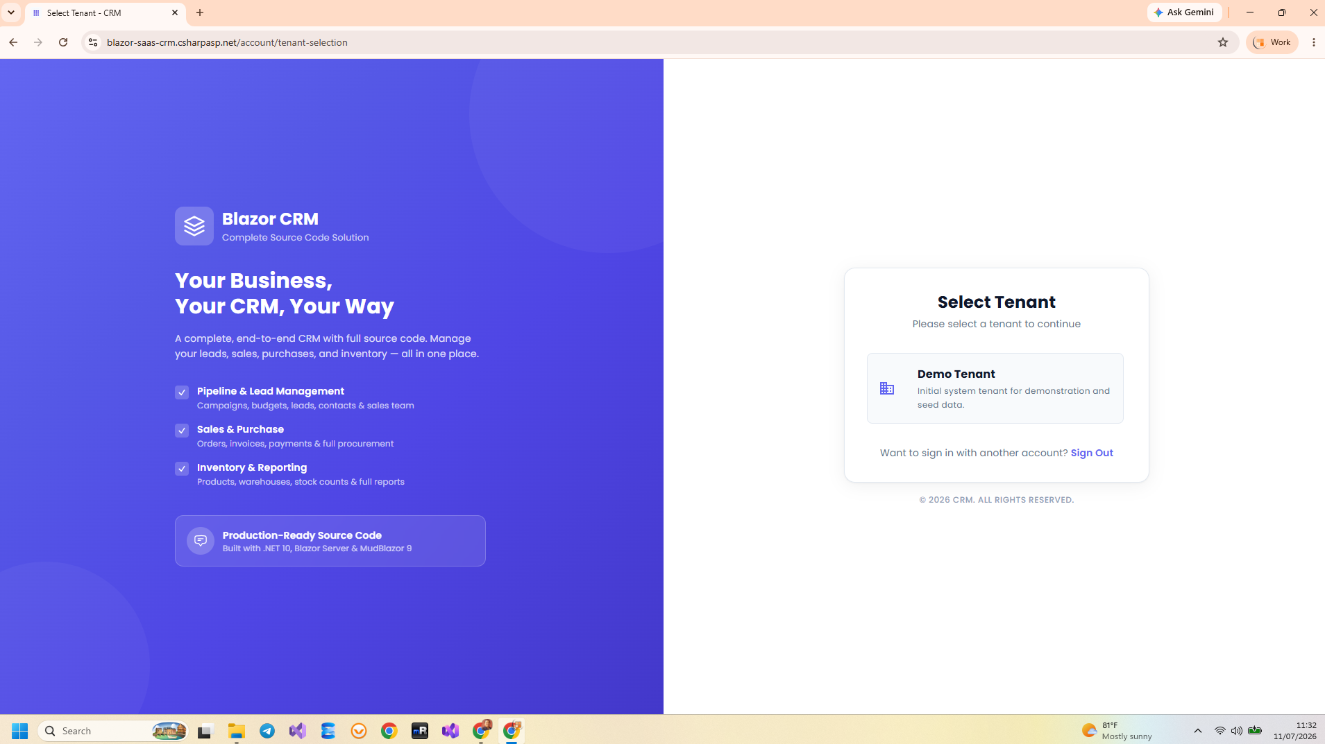 Blazor CRM Multi-Tenant Tenant Management
