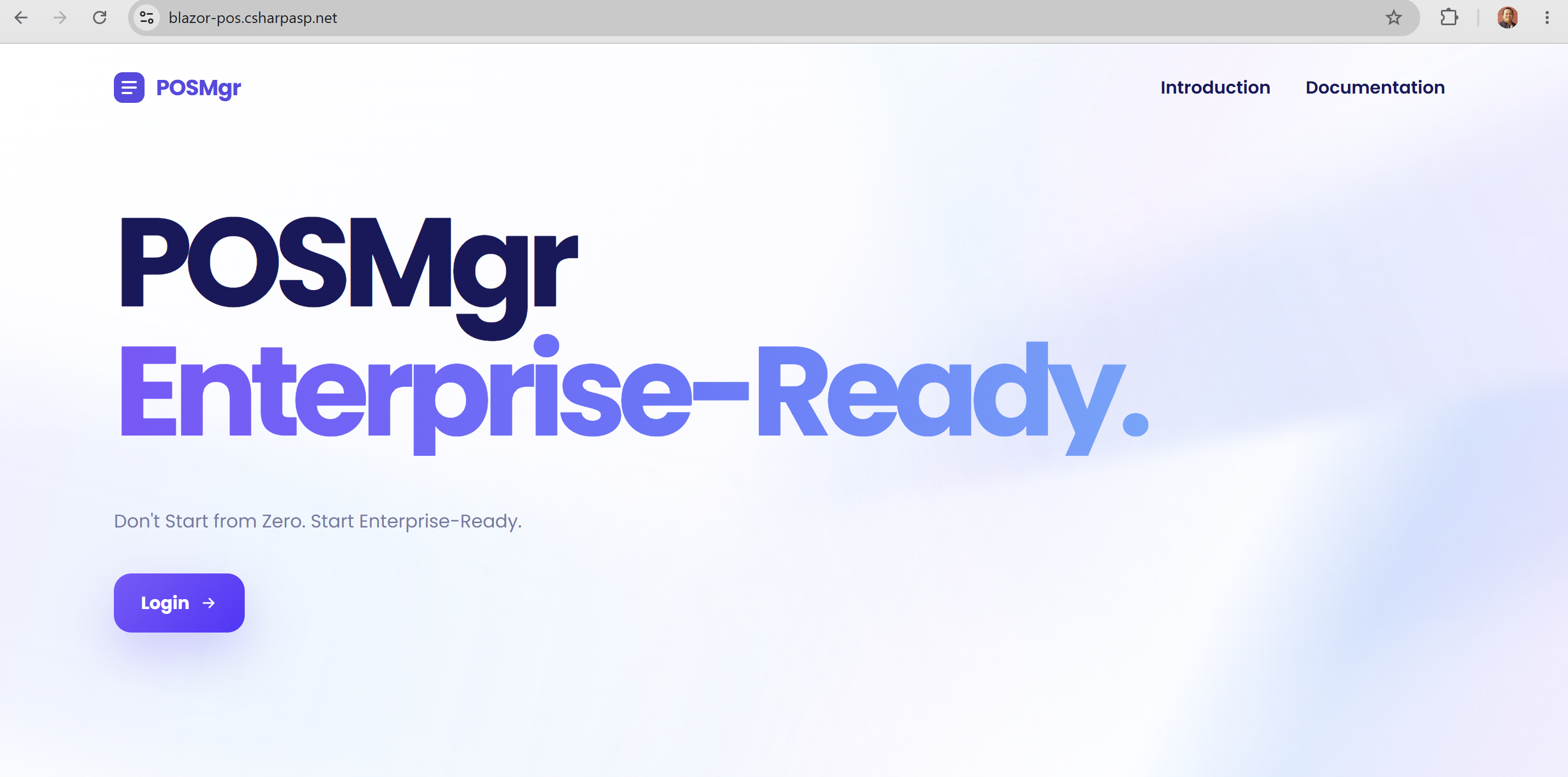 Blazor POS Landing Page — POSMgr