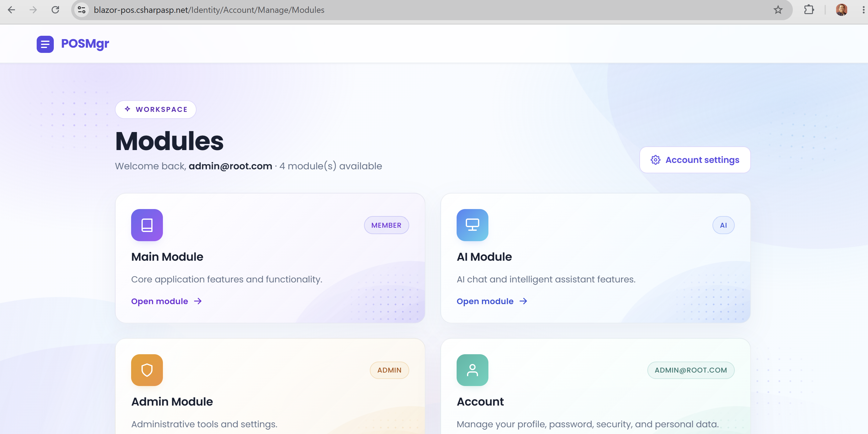 Blazor POS Modules Workspace
