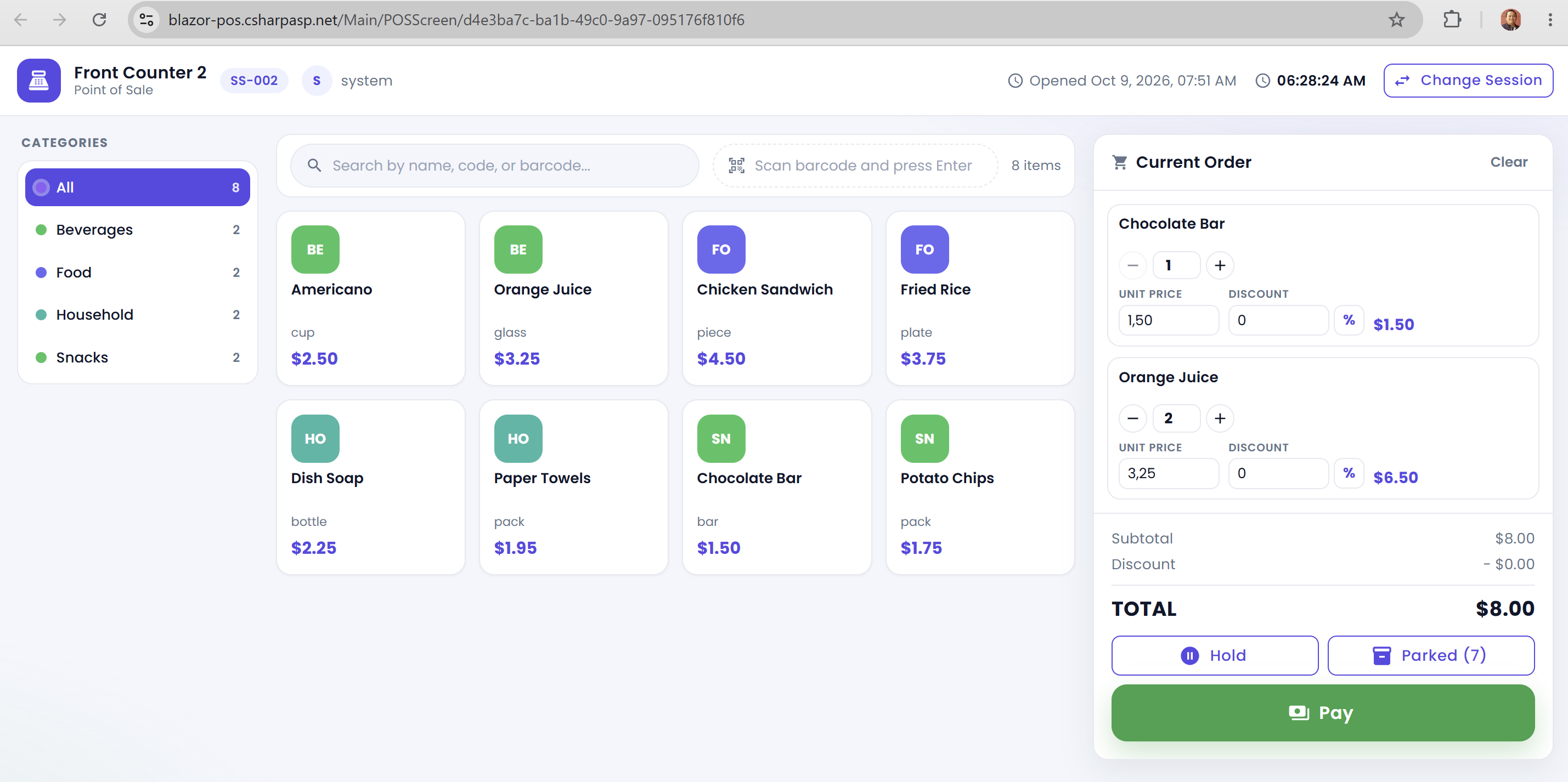 Blazor POS Terminal with Cart