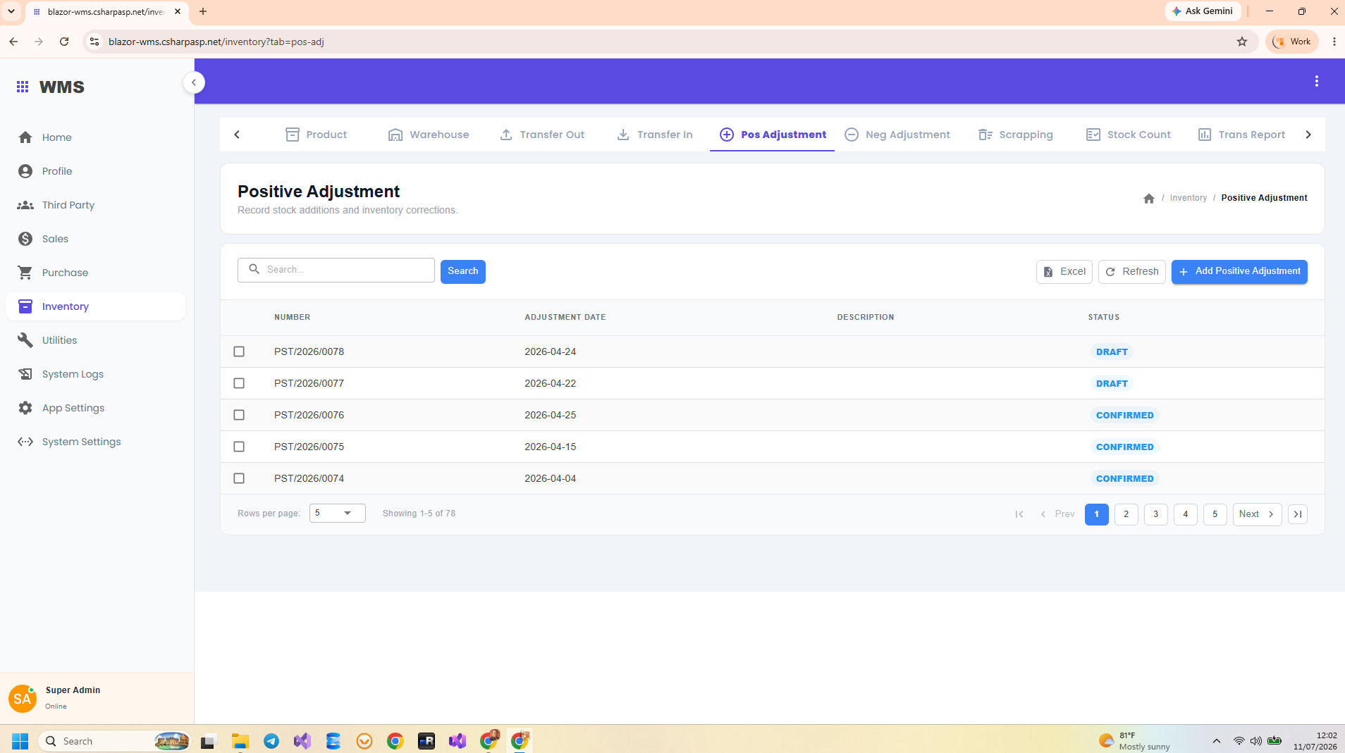 Blazor WMS Deal Tracking